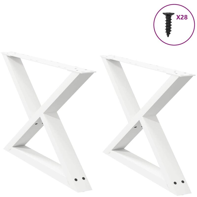 vidaXL Coffee Table Legs 2 pcs White 70x(42-43.3) cm Steel, White