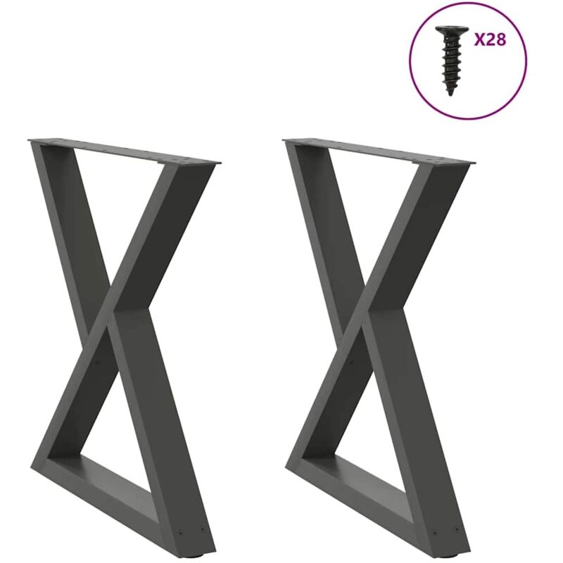 vidaXL Dining Table Legs 2 pcs Anthracite 70x(72-73.3) cm Steel, Black