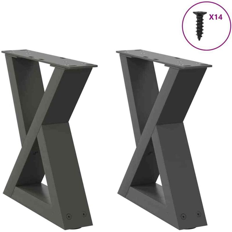 vidaXL Coffee Table Legs 2 pcs Anthracite 40x(30-31.3) cm Steel, Black