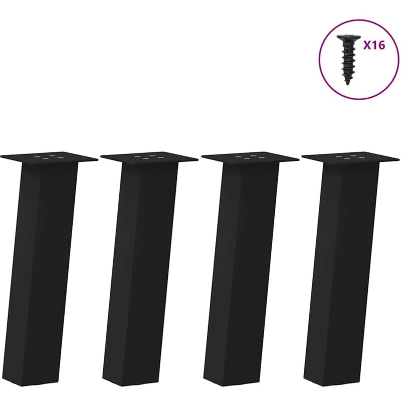 vidaXL Coffee Table Legs 4 pcs Black 30 cm Steel, Black