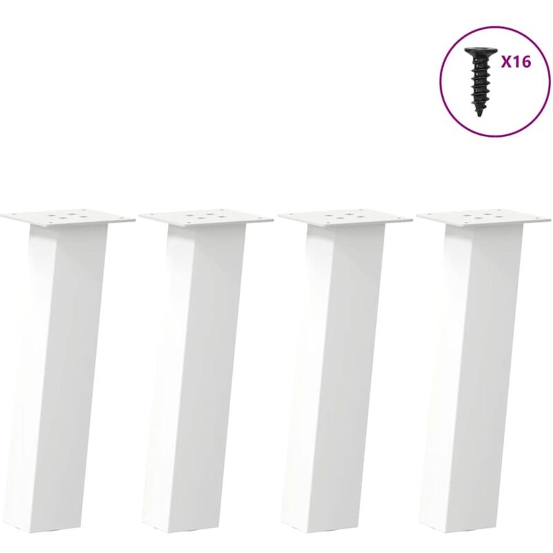 vidaXL Coffee Table Legs 4 pcs White 42 cm Steel, White