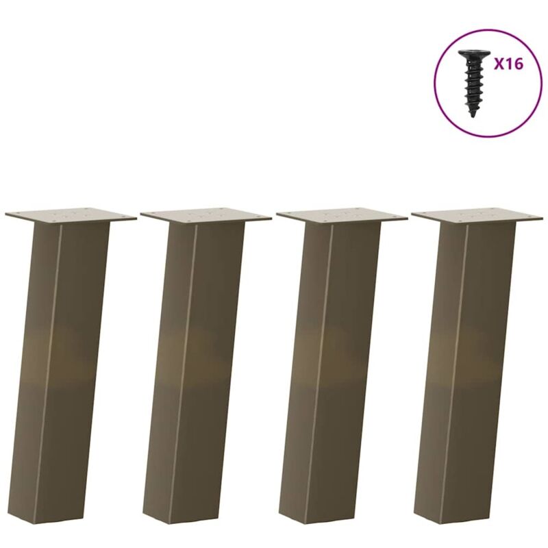 vidaXL Coffee Table Legs 4 pcs Natural Steel 42 cm Steel - Brown, Brown