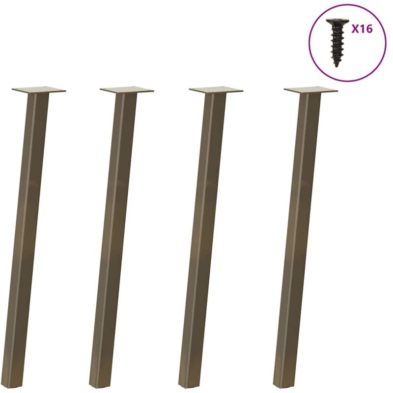 vidaXL Console Table Legs 4 pcs Natural Steel 72 cm Steel - Brown, Brown
