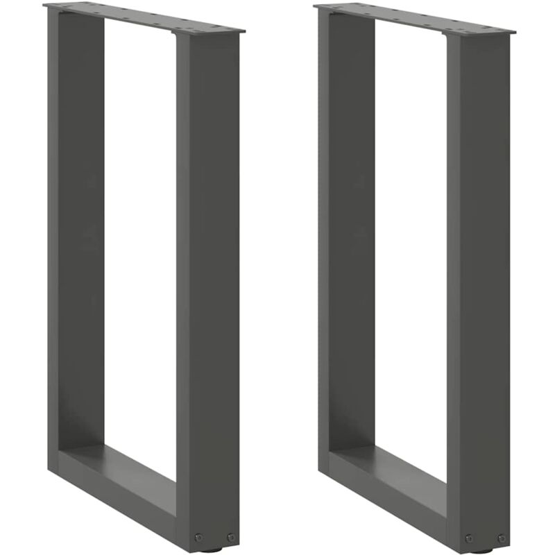 vidaXL Dining Table Legs U-Shaped 2 pcs Anthracite 50x(72-73) cm Steel - Black, Black