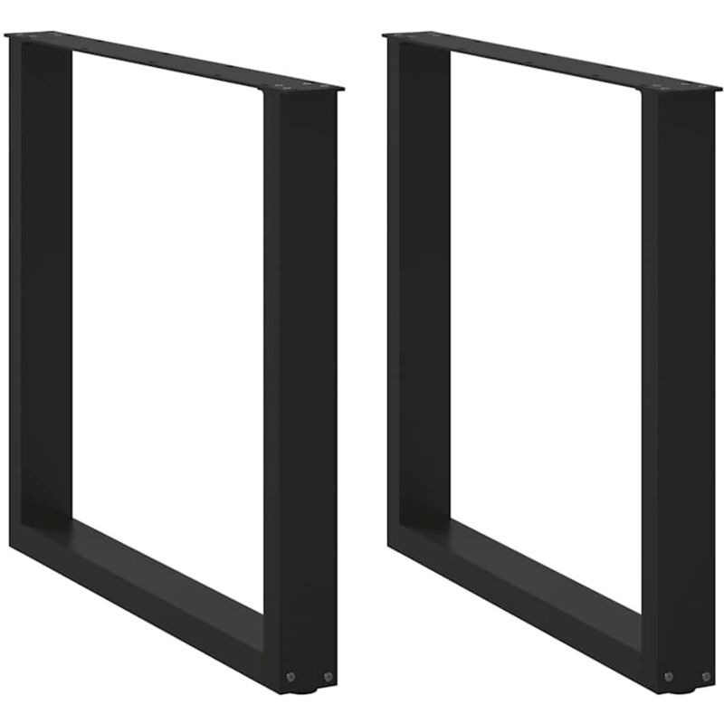 vidaXL Dining Table Legs U-Shaped 2 pcs Black 90x(72-73) cm Steel, Black