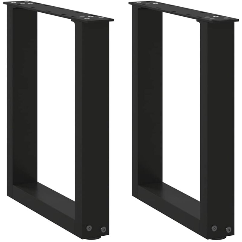 vidaXL Coffee Table Legs U-Shaped 2 pcs Black 38x(42-43) cm Steel, Black