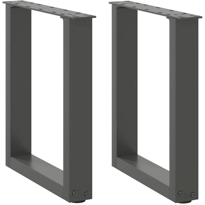 vidaXL Coffee Table Legs U-Shaped 2 pcs Anthracite 28x(42-43) cm Steel - Black, Black
