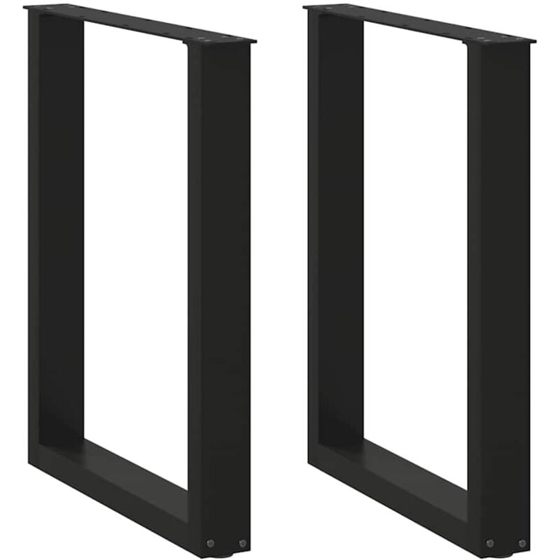 vidaXL Dining Table Legs U-Shaped 2 pcs Black 70x(72-73) cm Steel, Black