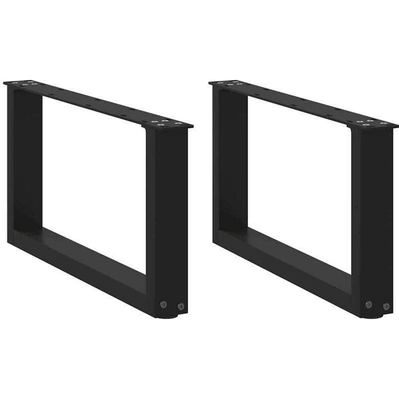 vidaXL Coffee Table Legs U-Shaped 2 pcs Black 60x(30-31) cm Steel, Black
