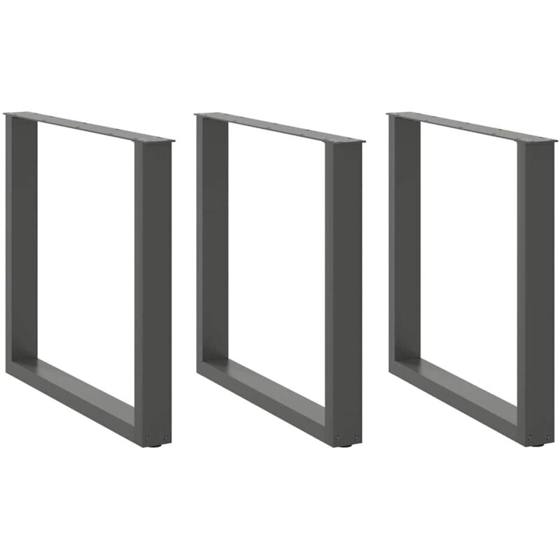 vidaXL Dining Table Legs U-Shaped 3 pcs Anthracite 90x(72-73) cm Steel, Black