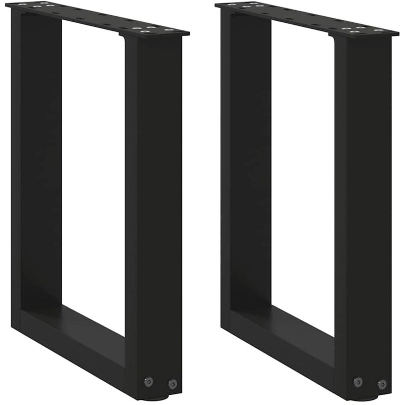 vidaXL Coffee Table Legs U-Shaped 2 pcs Black 28x(42-43) cm Steel, Black