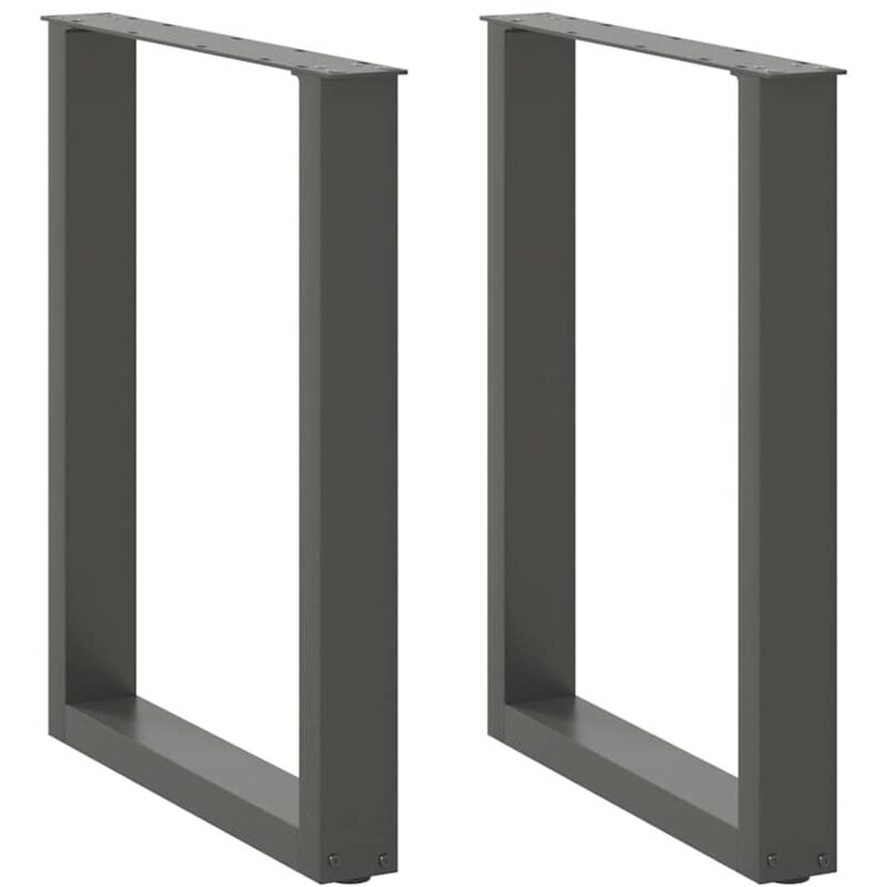vidaXL Dining Table Legs U-Shaped 2 pcs Anthracite 70x(72-73) cm Steel - Black, Black