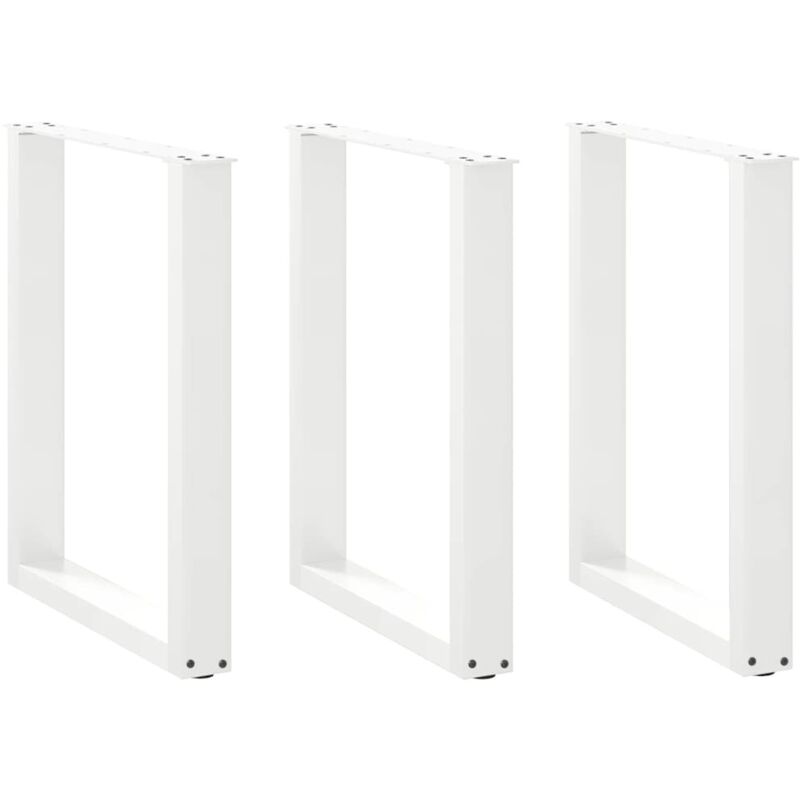 vidaXL Dining Table Legs U-Shaped 3 pcs White 70x(72-73) cm Steel, White