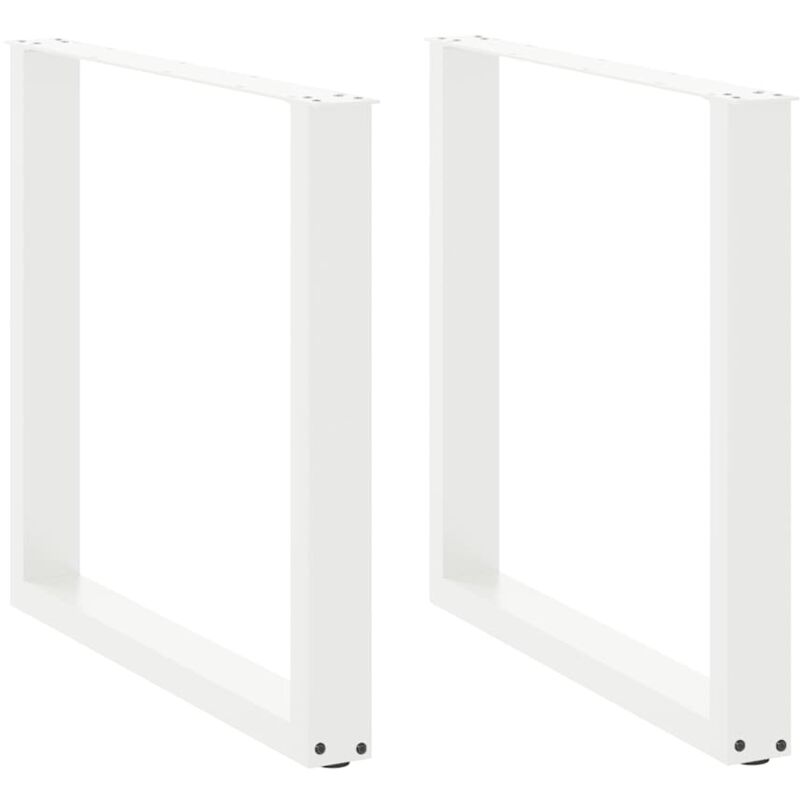 Dining Table Legs U-shaped 2 Pcs White 90x(72-73) Cm Steel Vidaxl