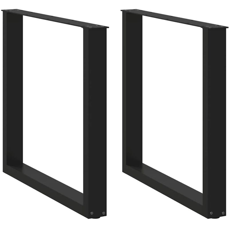 vidaXL Dining Table Legs U-Shaped 2 pcs Black 80x(72-73) cm Steel, Black