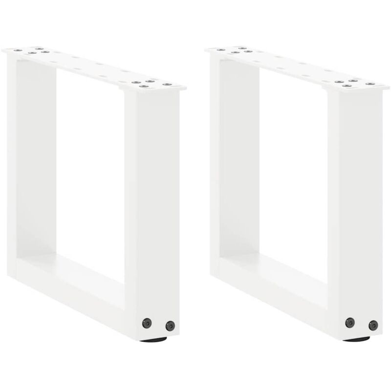 Coffee Table Legs U-shaped 2 Pcs White 30x(30-31) Cm Steel Vidaxl