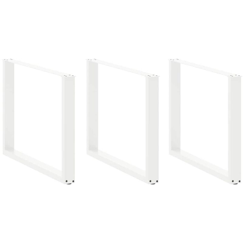 vidaXL Dining Table Legs U-Shaped 3 pcs White 100x(72-73) cm Steel, White