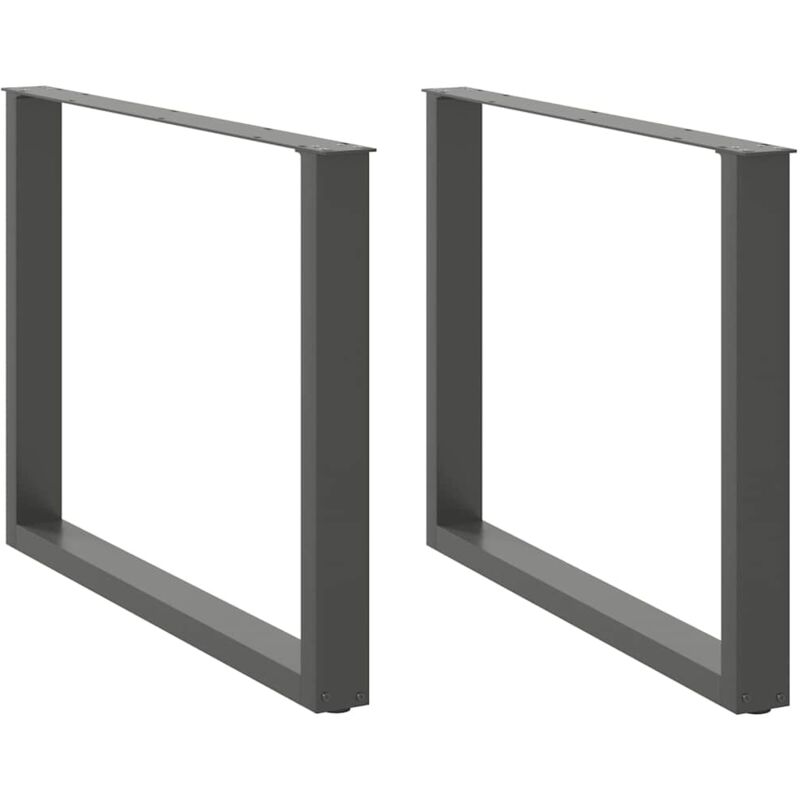vidaXL Dining Table Legs U-Shaped 2 pcs Anthracite 100x(72-73) cm Steel - Black, Black