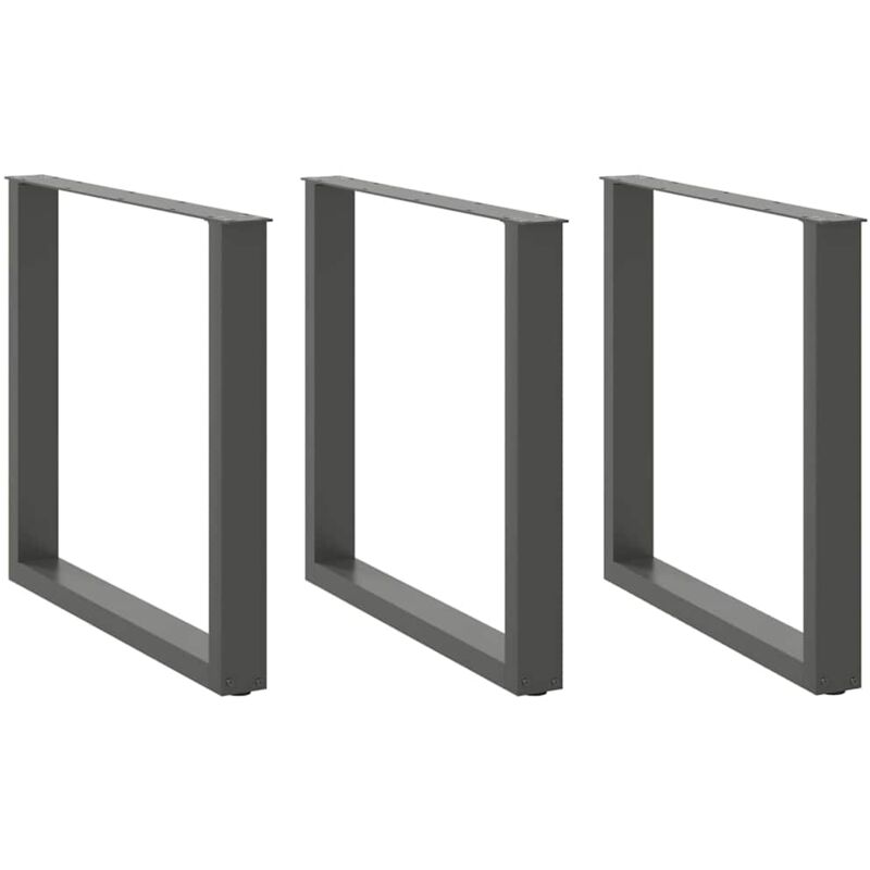 vidaXL Dining Table Legs U-Shaped 3 pcs Anthracite 80x(72-73) cm Steel, Black