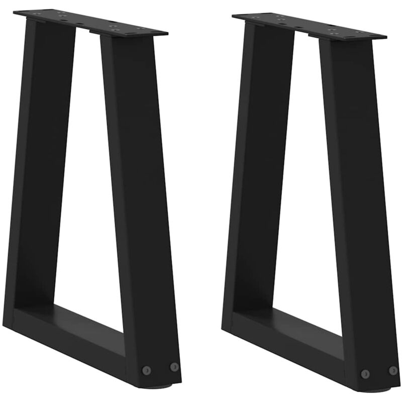 vidaXL Dining Table Leg - Set of 2 - Black - Powder-coated steel - Medium, Black
