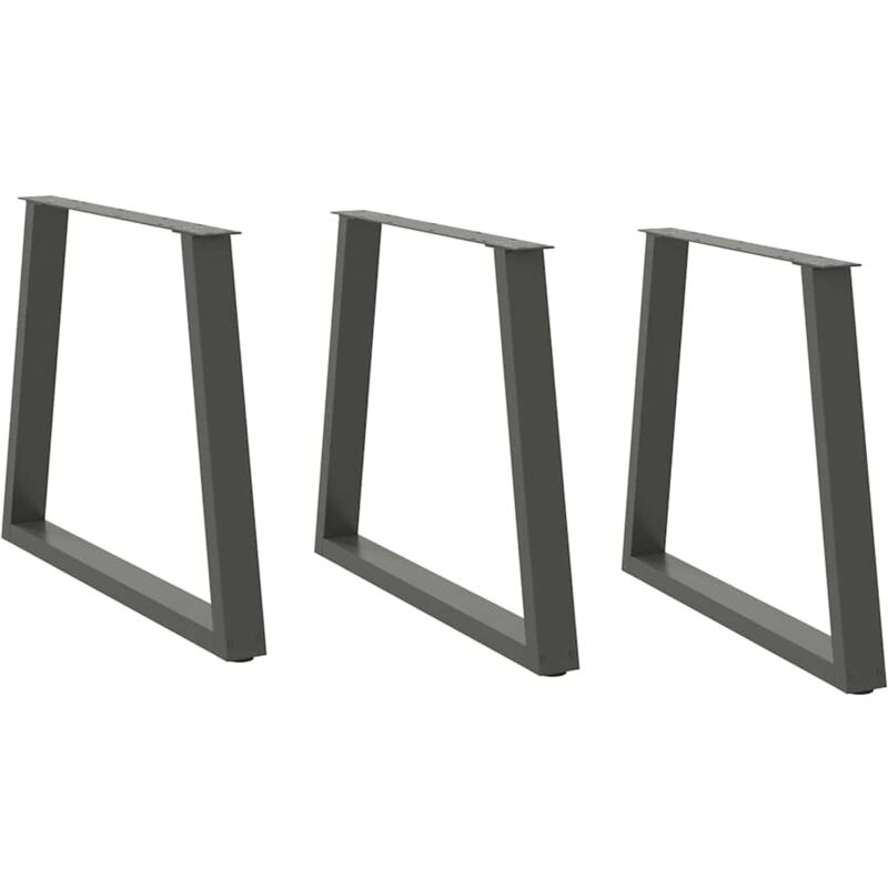 vidaXL Dining Table Legs V-Shape 3 pcs Anthracite 80x(72-73.3) cm Steel - Black, Black