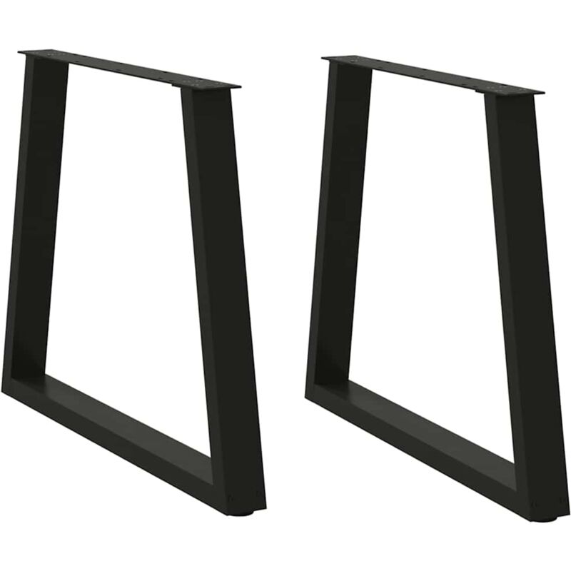 vidaXL Dining Table Leg - Set of 2 - Black - Powder-coated steel - Standard, Black