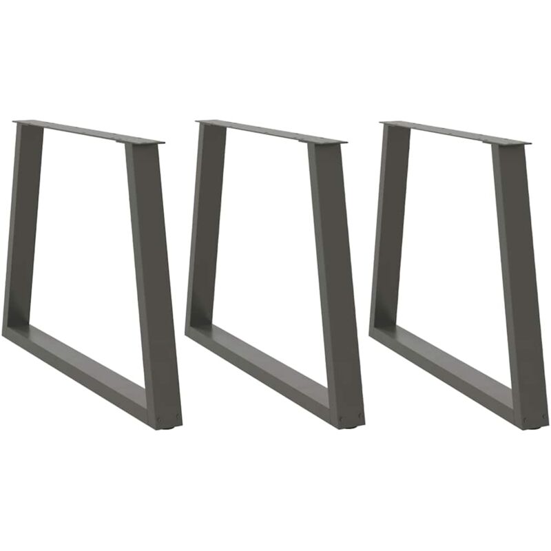 vidaXL Dining Table Legs V-Shape 3 pcs Anthracite 90x(72-73.3) cm Steel - Black, Black