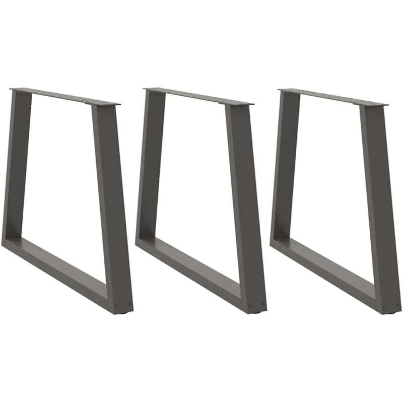 vidaXL Dining Table Legs V-Shape 3 pcs Anthracite 100x(72-73.3) cm Steel - Black, Black
