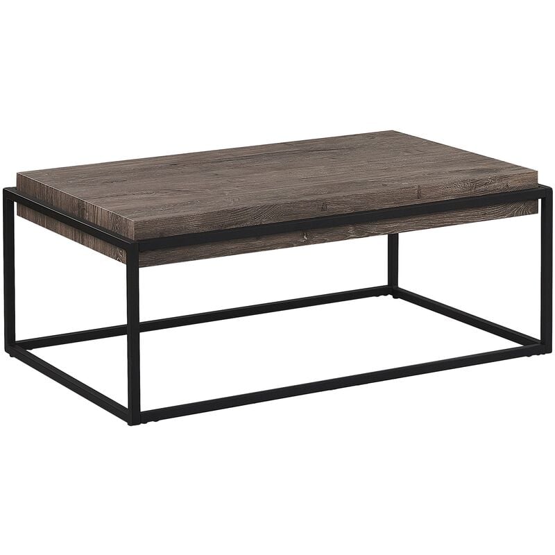 Modern Coffee Table Light Wood Top Metal Base Rectangular Living Room Altos