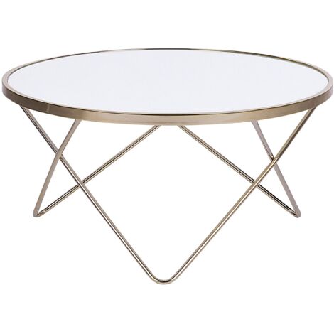 Coffee Table MERIDIAN Tempered Glass White/ Gold