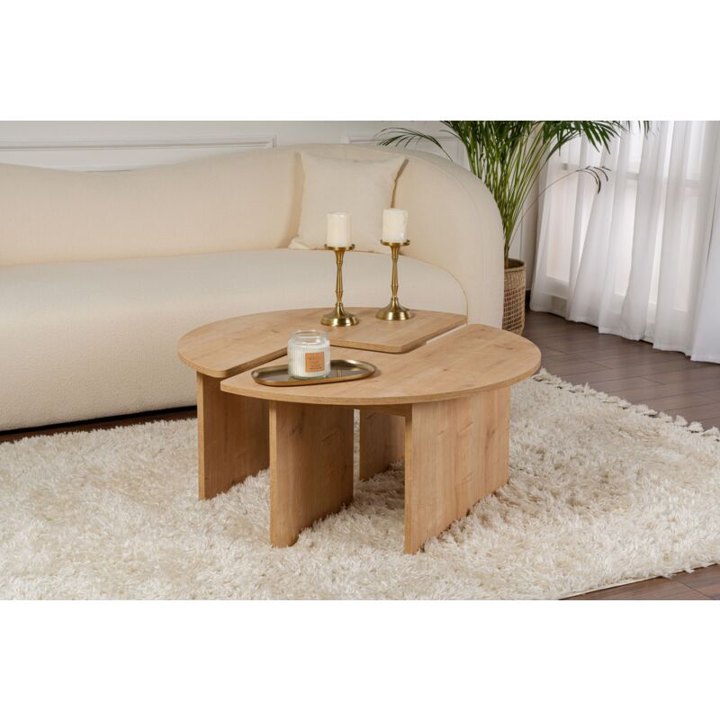 Table Basse - Chêne, Luxe Naturel, 90x90x41 cm Idéale pour Salon et Salle de Séjour