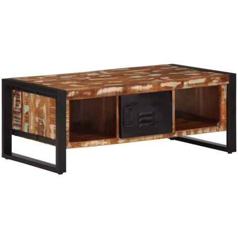 Coffee Table Multicolour 90x50x36 cm Solid Wood Reclaimed vidaXL