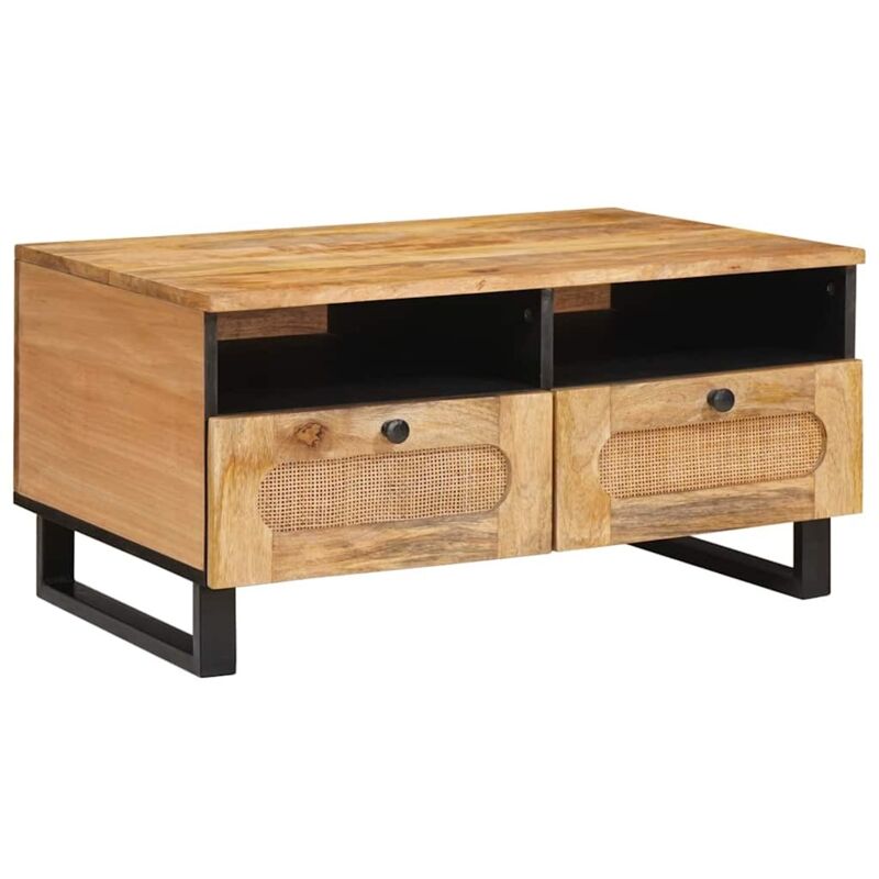 Coffee Table Artisan Oak 80 X 54 X 40 Cm Solid Mango Wood Vidaxl