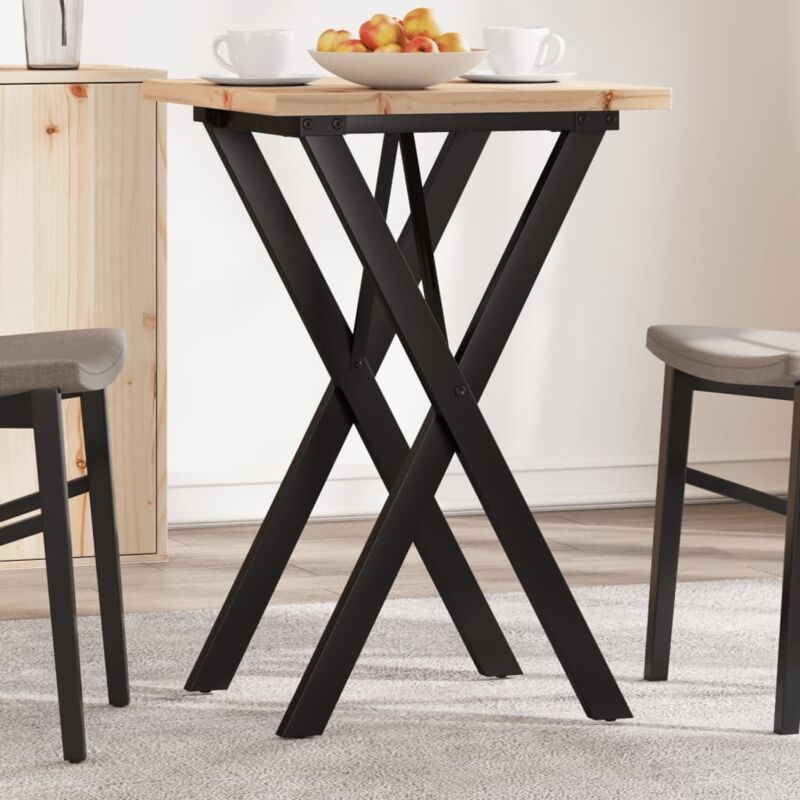Dining Table X-frame 50x50x75.5 Cm Solid Wood Pine And Steel Vidaxl