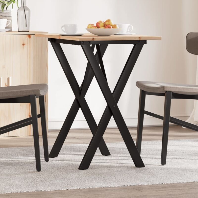 Vidaxl - Dining Table X-frame 80x50x75 Cm Solid Wood Pine And Steel