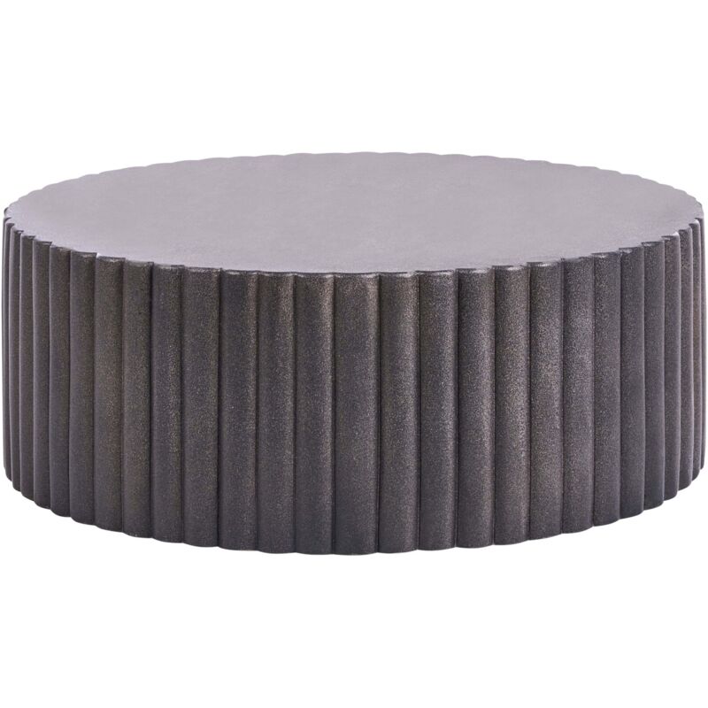 Beliani Accent Coffee Table Black Mgo Fiberglass Ø 117 Cm Round Top Uv Stain Rust Water Wind Resistant Modern Outdoor Living Room Pozza