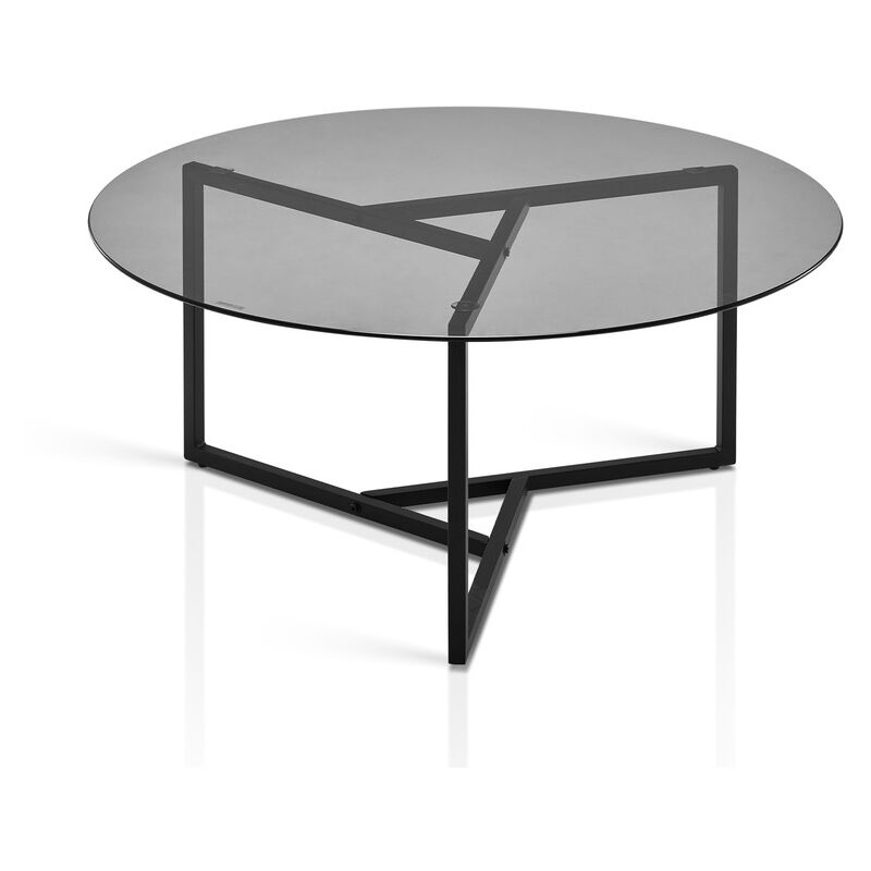 Coffee Table Set, Glass Nesting Coffee Table,Stacking End Side Table With Metal Frame,Black Glass