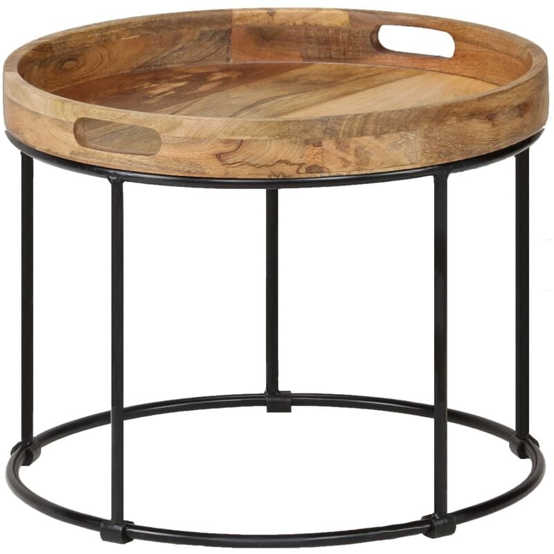 Vidaxl - Coffee Table Solid Mange Wood and Steel 50x40 cm