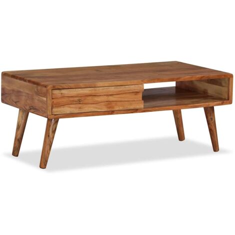 Coffee Table Solid Wood with Carved Drawer 100x50x40 cm vidaXL