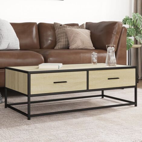 Coffee Table Sonoma Oak 100x50x35 cm Engineered Wood and Metal vidaXL