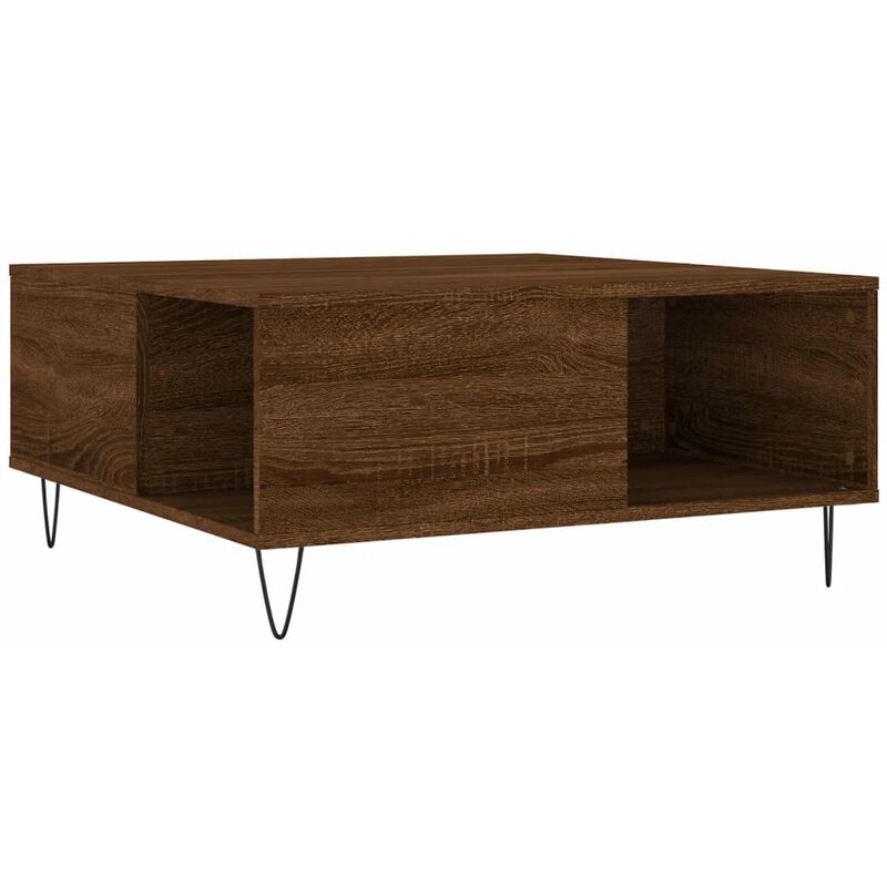 Coffee Table Brown Oak 80x80x36.5 cm Engineered Wood Vidaxl Brown