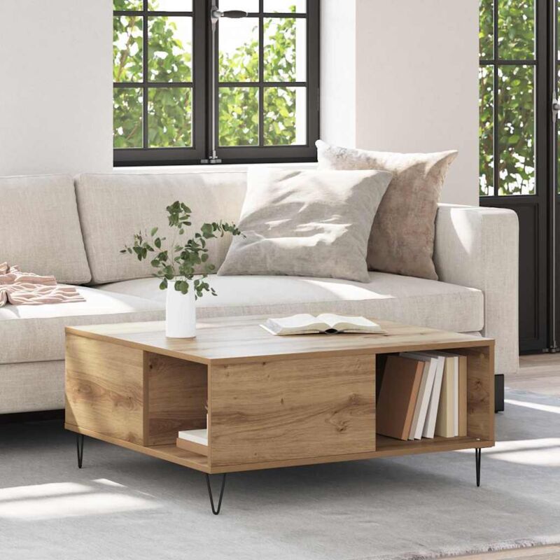 Coffee Table Artisan Oak 80 X 80 X 36.5 Cm Engineered Wood Vidaxl