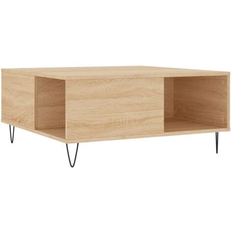 Coffee Table Sonoma Oak 80x80x36.5 cm Engineered Wood vidaXL