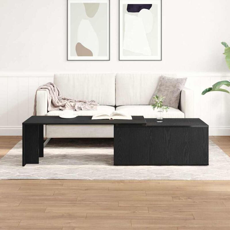 Coffee Table Black Oak 150 X 50 X 35 Cm Engineered Wood Vidaxl