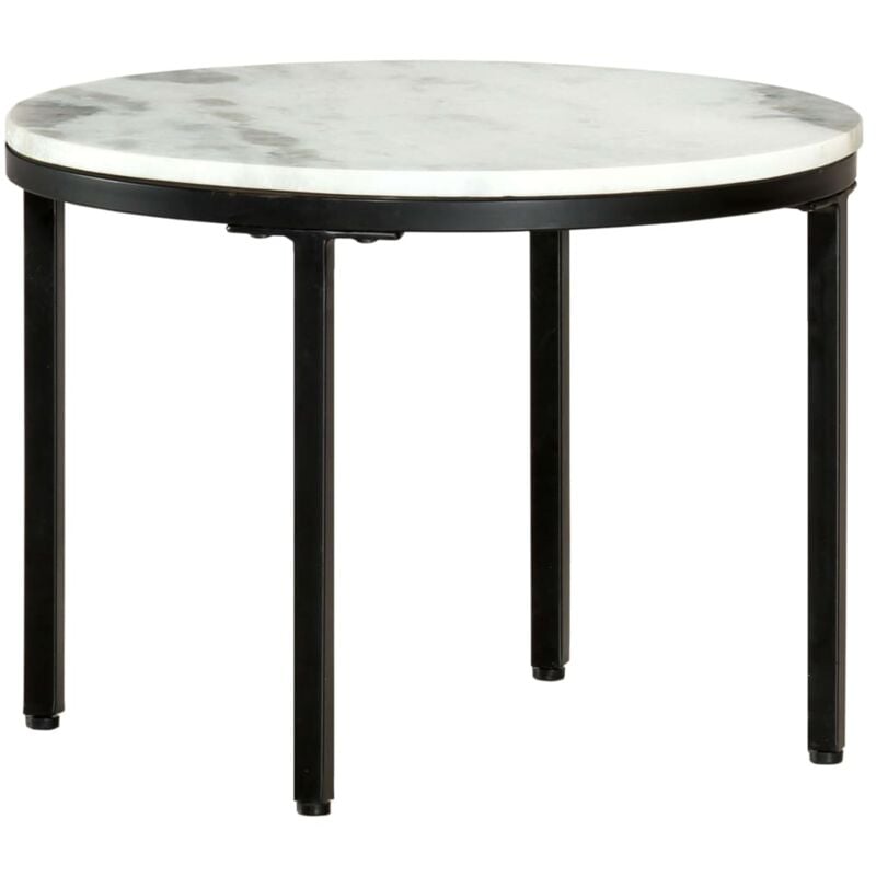 Vidaxl - Coffee Table White and Black Ø50 cm Real Solid Marble