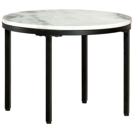 Coffee Table White and Black Ø50 cm Real Solid Marble vidaXL