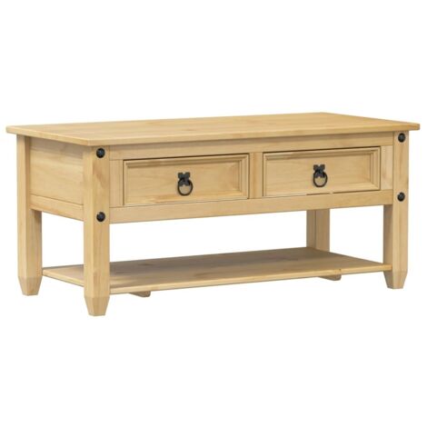 Coffee Table with Drawers Corona 100x48x45 cm Solid Wood Pine vidaXL