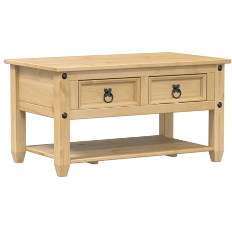 Coffee Table with Drawers Corona 85x50x45 cm Solid Wood Pine vidaXL