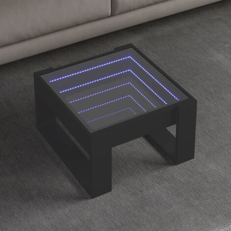 Coffee Table with Infinity LED Black 50x53x30 cm vidaXL