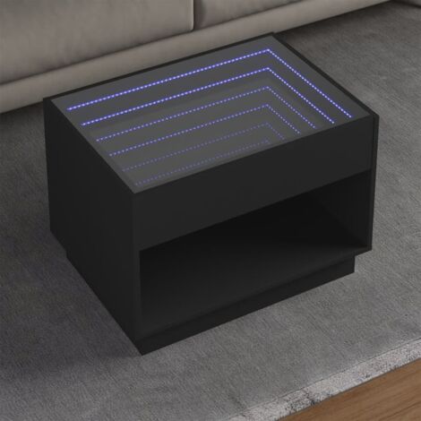 Coffee Table with Infinity LED Black 70x50x50 cm vidaXL